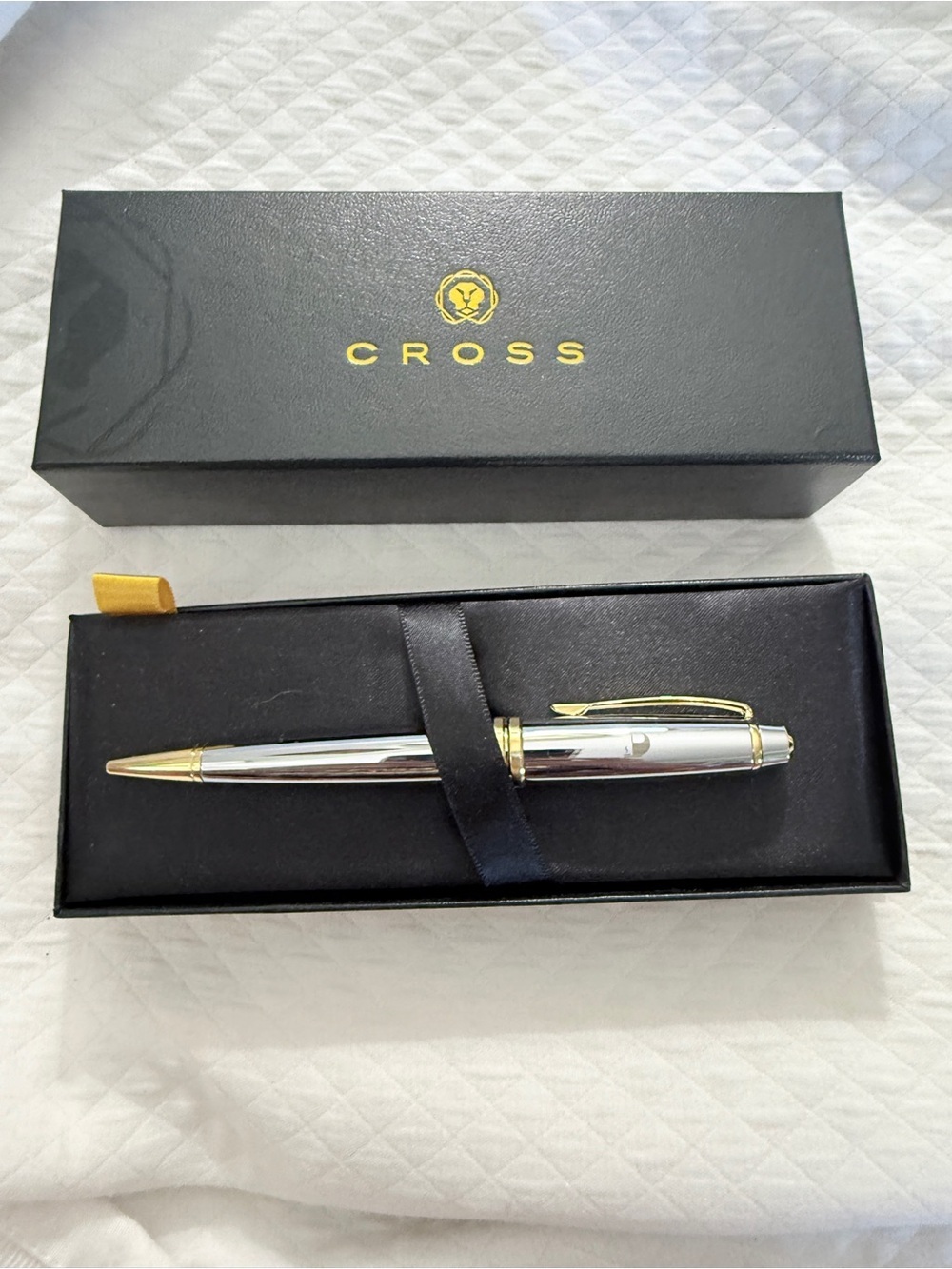 Cross Coventry Medalist Ballpoint Pen - Chrome & Gold Trim (With Original Box)